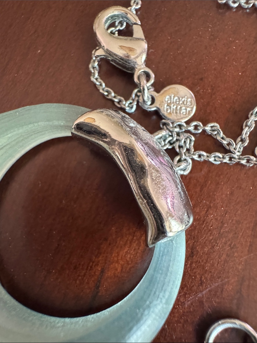 Alexis Bittar Pale Aqua Circular Pendant Necklace - Picture 2 of 9